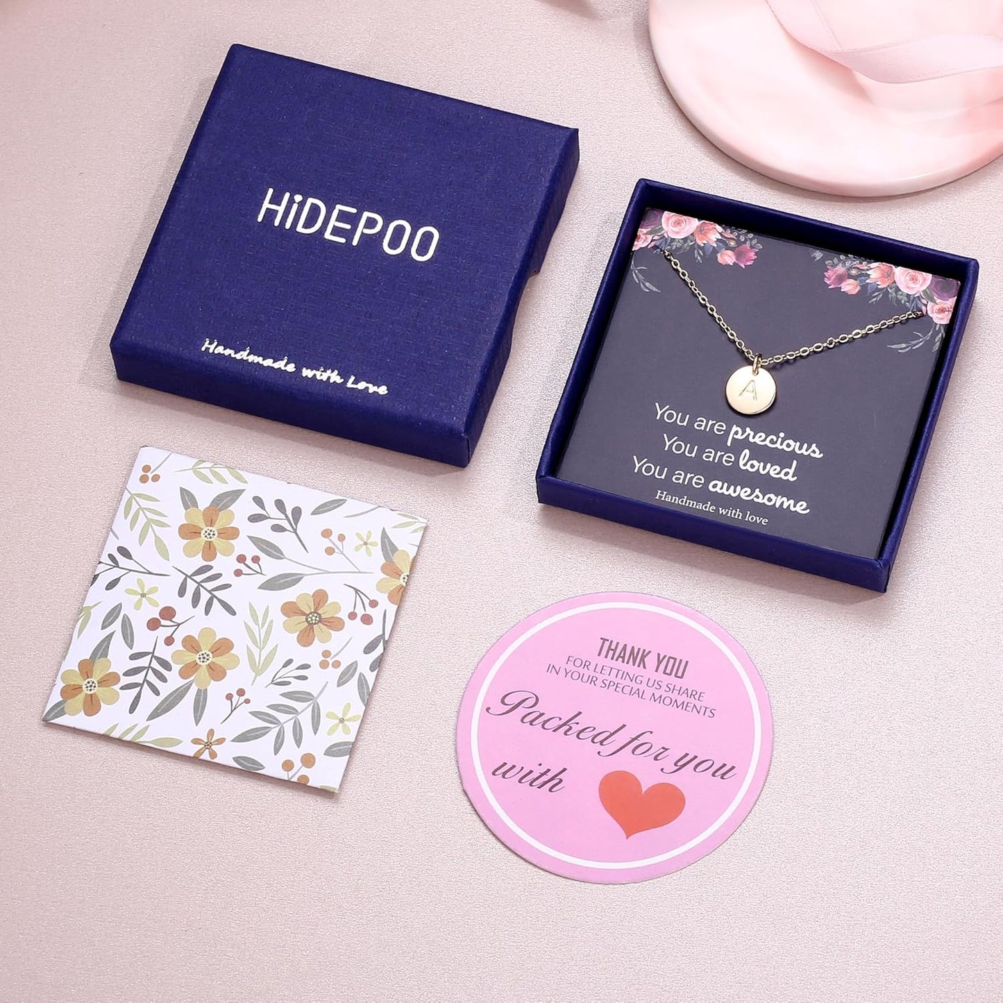 Disc Initial Necklace Gifts for Girls - 14K Gold Filled/Rose Gold/S925