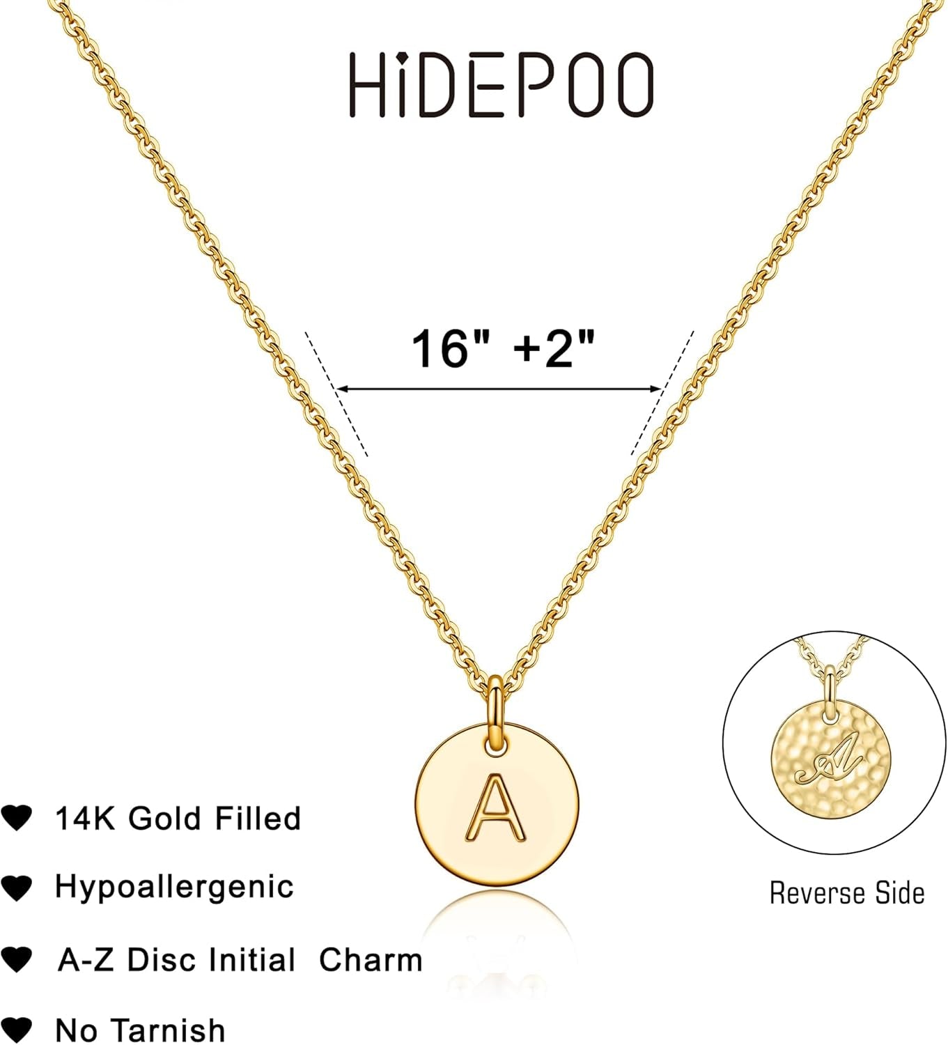 Disc Initial Necklace Gifts for Girls - 14K Gold Filled/Rose Gold/S925 