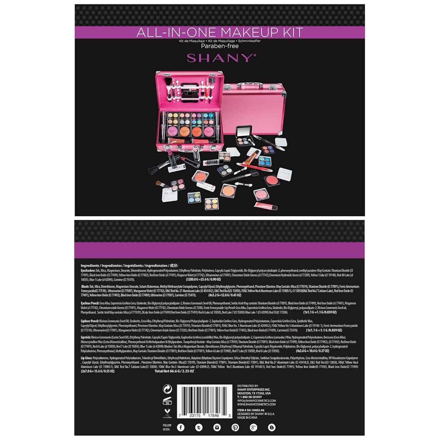 Carry All Make up Train Case with Pro Makeup Set, Beauty Brushes, Lipsticks, Eye Shadows, Blushes, Powders, and More - Reusable Cosmetics Storage Organizer - Premium Gift Packaging - Pink