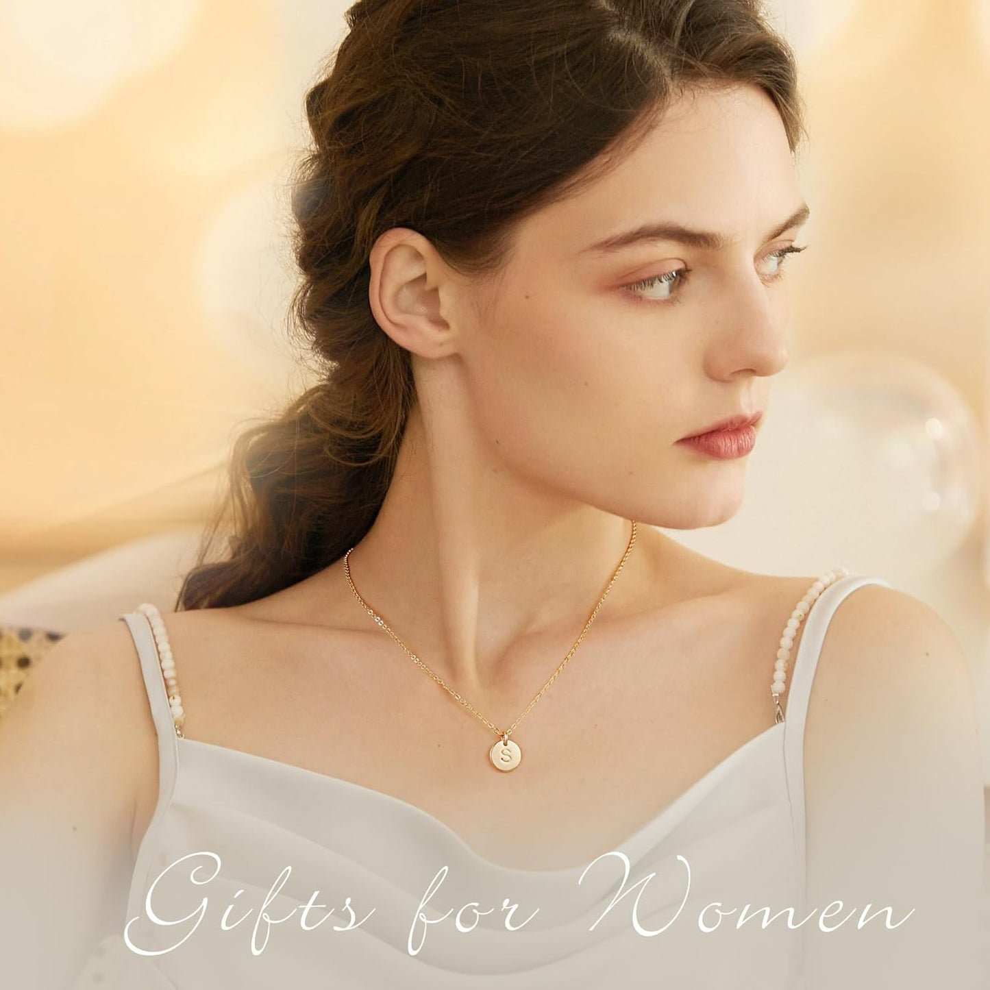 Disc Initial Necklace Gifts for Girls - 14K Gold Filled/Rose Gold/S925 