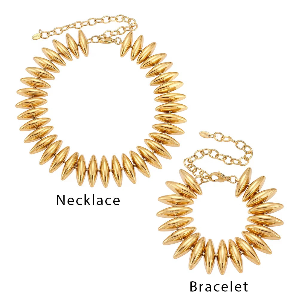 Gold Color Silver Thick Bar Chain Necklace Choker for Women Stainless Steel 18K Gold