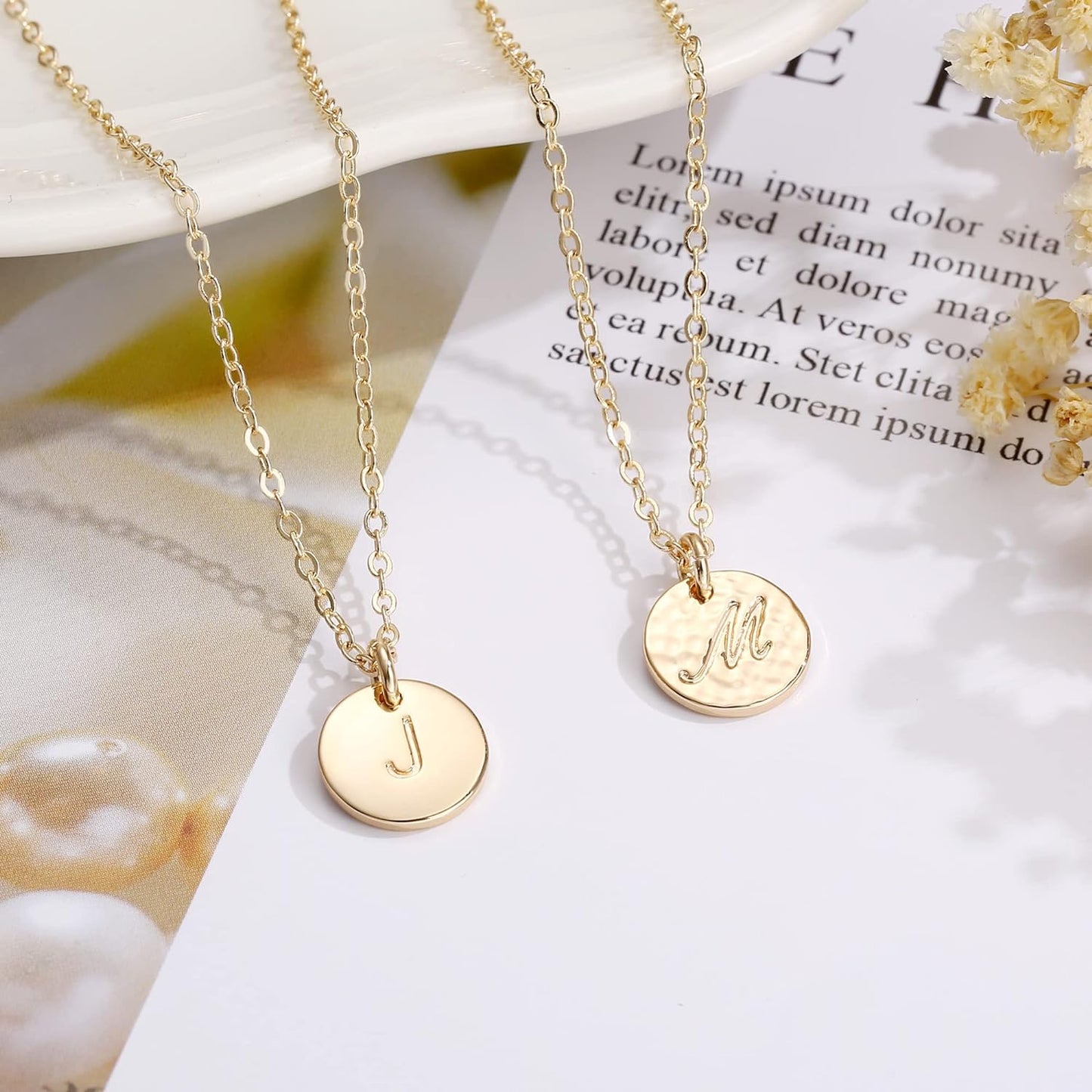 Disc Initial Necklace Gifts for Girls - 14K Gold Filled/Rose Gold/S925 