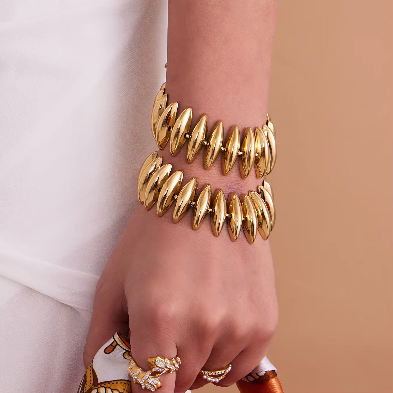 Gold Color Silver Thick Bar Chain Necklace Choker for Women Stainless Steel 18K Gold